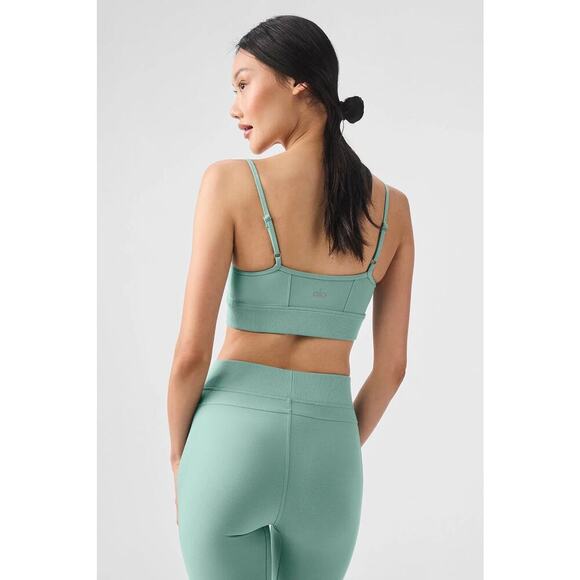 Alo Yoga Alosoft Head Start Bra & High Waist Legging Set XS Botanical Green - Picture 4 of 16